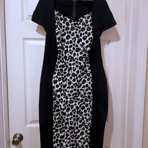 Lane Bryant Size 16 Bodycon Dress, Black and Leopard